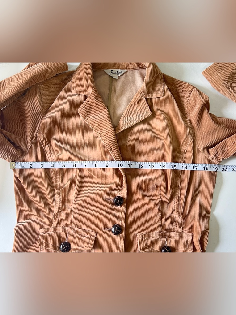 Jessica Corduroy Blazer Jacket Size 8 Tan Brown Vintage 90's Casual Blazer - Picture 8 of 12